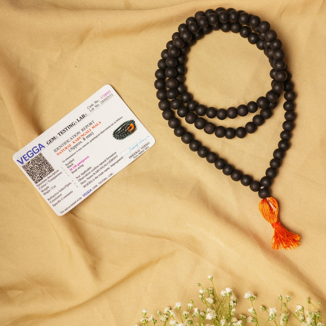 Original Karungali Mala 10mm, 8mm & 6mm with Govt. Certification